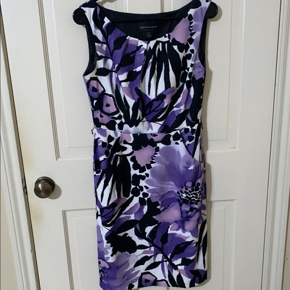 Connected Apparel Purple Ruched Sheath Midi Dress